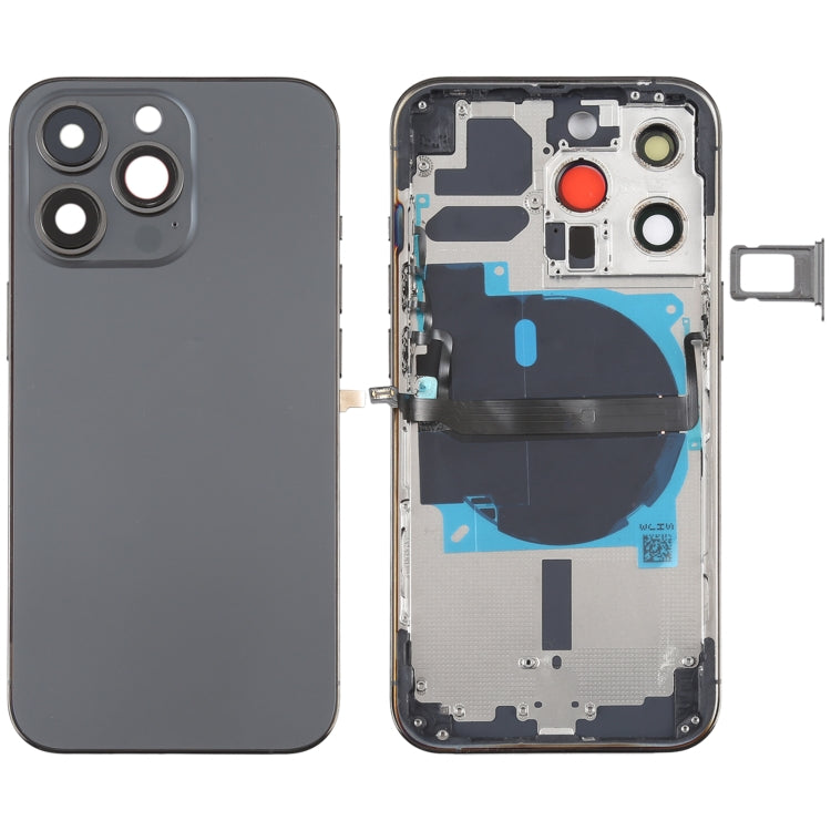 For iPhone 13 Pro Battery Back Cover with Side Keys & Card Tray & Power + Volume Flex Cable & Wireless Charging Module(Black) - Back Cover by PMC TechLife | Online Shopping South Africa | PMC TechLife