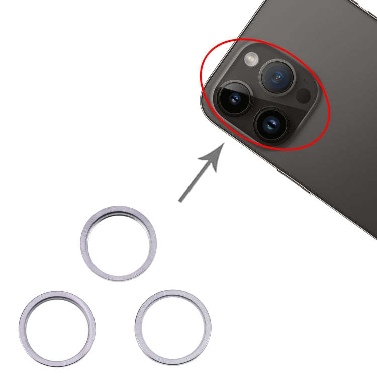 For iPhone 14 Pro Max 3PCS Rear Camera Glass Lens Metal Outside Protector Hoop Ring(Grey) - Camera Series by PMC TechLife | Online Shopping South Africa | PMC TechLife | Buy Now Pay Later Mobicred