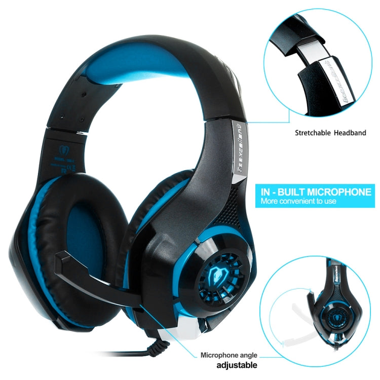 Beexcellent GM-1 Stereo Bass Gaming Wired Headphone with Microphone & LED Light, For PS4, Smartphone, Tablet, PC, Notebook(Blue) - Multimedia Headset by PMC TechLife | Online Shopping South Africa | PMC TechLife