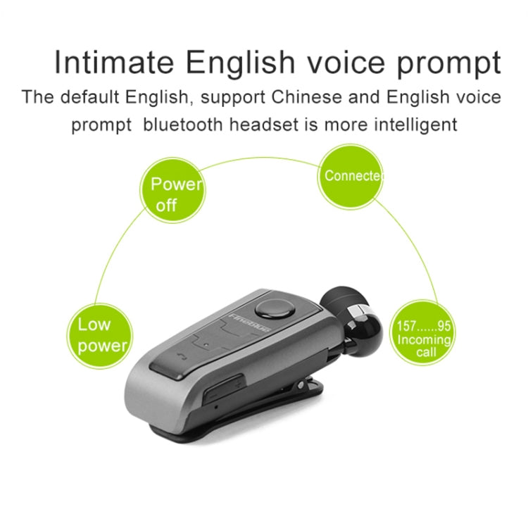 Fineblue F910 CSR4.1 Retractable Cable Caller Vibration Reminder Anti-theft Bluetooth Headset(Silver) - free shipping - PMC TechLife - Order now!