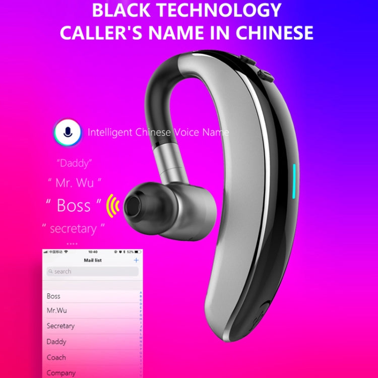 V7 Bluetooth 5.0 Business Style Wireless Stereo Sports Bluetooth Earphone, Support Inform Caller Name (Black) - Bluetooth Earphone by PMC TechLife | Online Shopping South Africa | PMC TechLife