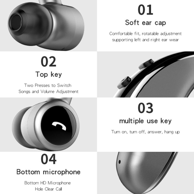 V7 Bluetooth 5.0 Business Style Wireless Stereo Sports Bluetooth Earphone, Support Inform Caller Name (Black) - Bluetooth Earphone by PMC TechLife | Online Shopping South Africa | PMC TechLife