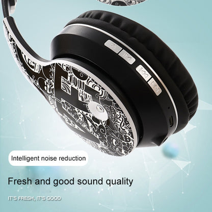 B1 Graffiti Pattern Wireless Bluetooth V5.0 Headset (Black Silver) - Headset & Headphone by PMC Jewellery | Online Shopping South Africa | PMC Jewellery