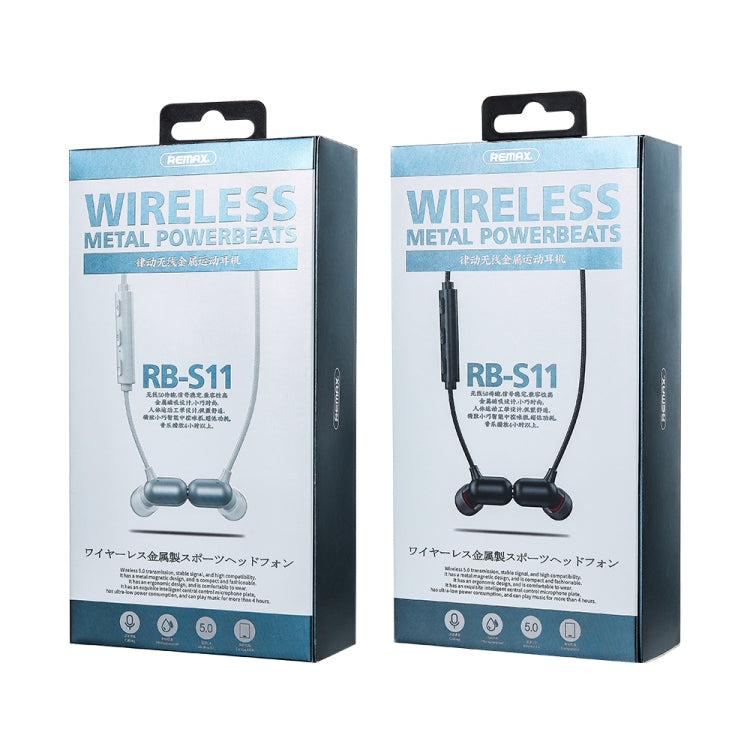 REMAX RB-S11 Lotune Series Wireless Metal Powerbears V5.0 Bluetooth Earphone (Black) - Neck-mounted Earphone by REMAX | Online Shopping South Africa | PMC Jewellery | Buy Now Pay Later Mobicred