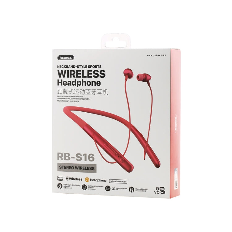 REMAX RB-S16 Wireless Neck-mounted Sports V4.2 Bluetooth Earphone (Red) - Neck-mounted Earphone by REMAX | Online Shopping South Africa | PMC Jewellery