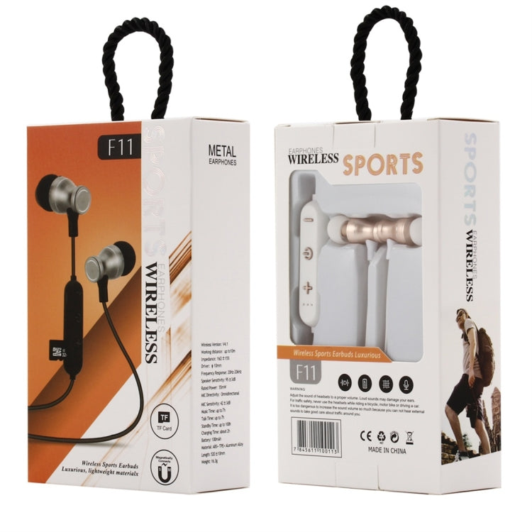 F11 Bluetooth 4.2 Hanging Neck Design Bluetooth Headset, Support Music Play & Switching & Volume Control & Answer(Silver) - Neck-mounted Earphone by PMC TechLife | Online Shopping South Africa | PMC TechLife