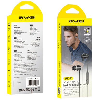 awei PC-2 Mini Stereo In-ear Headset - In Ear Wired Earphone by awei | Online Shopping South Africa | PMC Jewellery | Buy Now Pay Later Mobicred