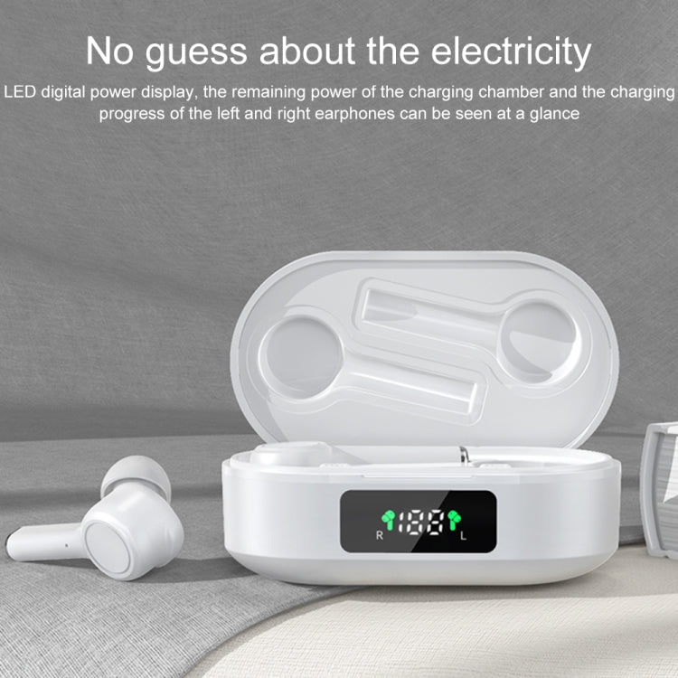 MI4 Bluetooth 5.0 LED Digital Display Intelligent Noise Reduction True Wireless Bluetooth Earphone (White) - TWS Earphone by PMC TechLife | Online Shopping South Africa | PMC TechLife