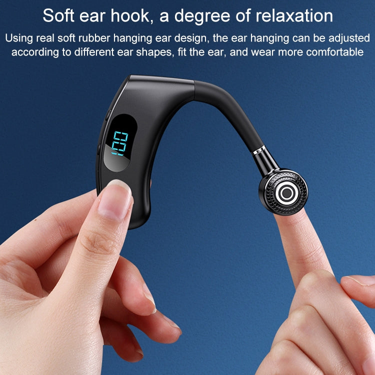 V12 Bluetooth 5.2 Business Hanging Ear Style Smart LED Digital Display Wireless Bluetooth Earphone with Charging Box (Black) - Bluetooth Earphone by PMC TechLife | Online Shopping South Africa | PMC TechLife