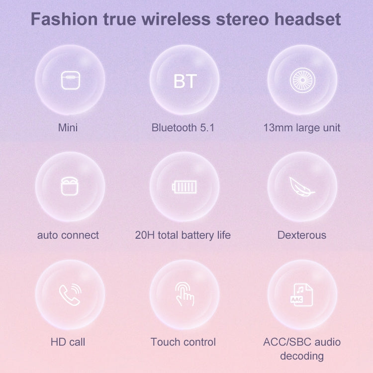Mijiaer TN22 Bluetooth 5.1 True Wireless Stereo Bluetooth Earphone(Purple) - TWS Earphone by PMC TechLife | Online Shopping South Africa | PMC TechLife