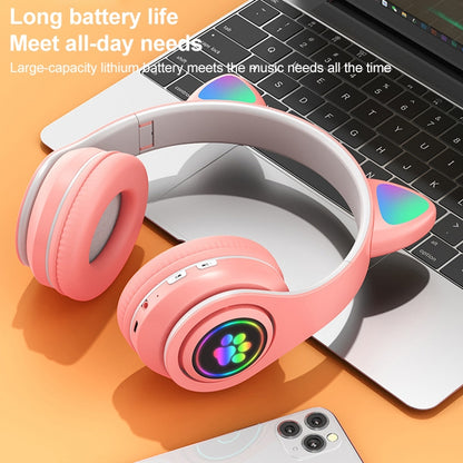 B39 Cat Ear Design LED Gradient Light Wireless Bluetooth Headset(White) - Multimedia Headset by PMC Jewellery | Online Shopping South Africa | PMC Jewellery