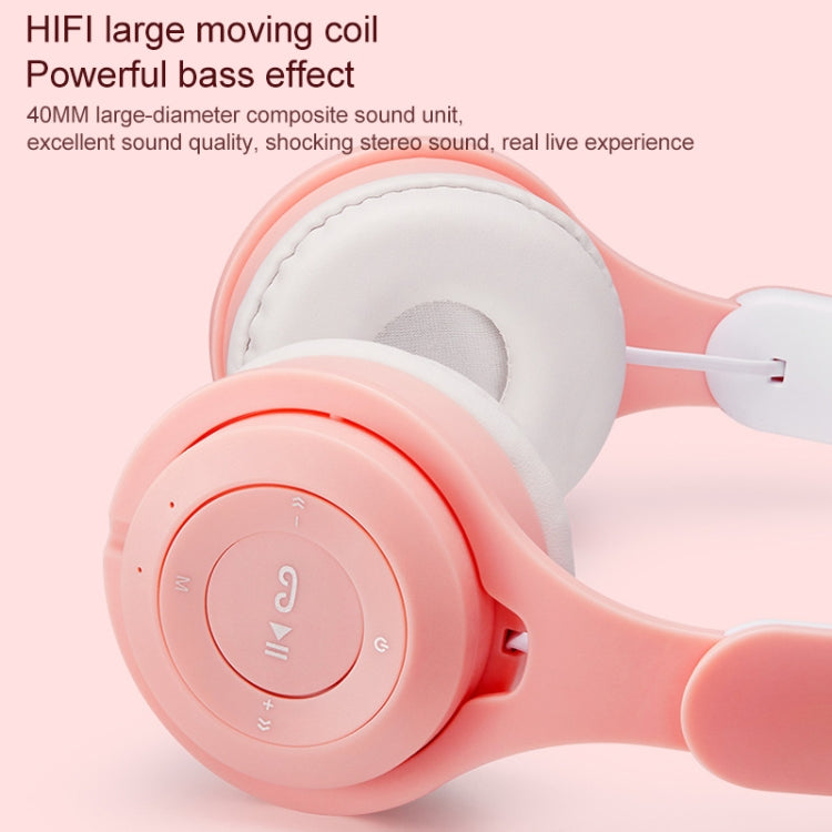 M6 Luminous Cat Ears Two-color Foldable Bluetooth Headset with 3.5mm Jack & TF Card Slot(Purple) - Headset & Headphone by PMC TechLife | Online Shopping South Africa | PMC TechLife