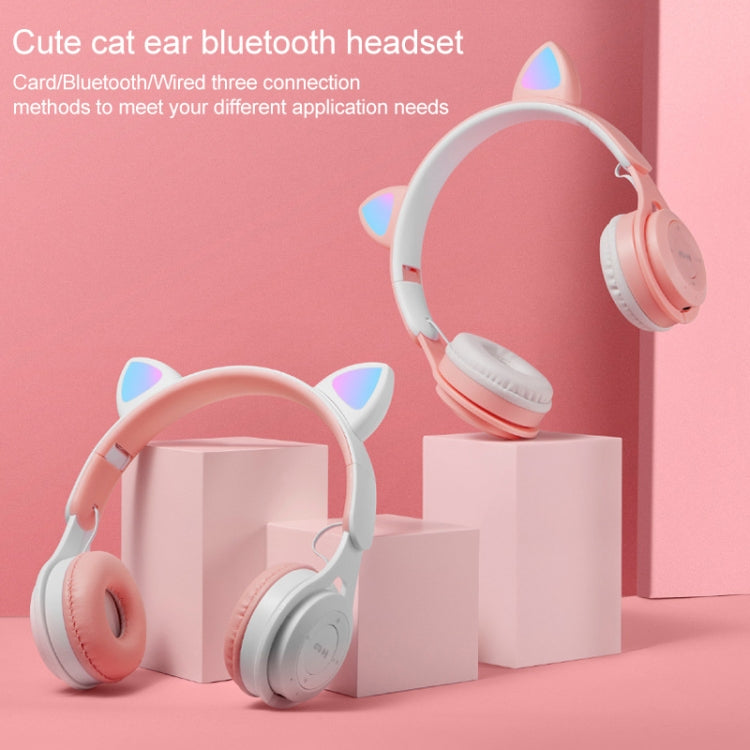 M6 Luminous Cat Ears Pure-color Foldable Bluetooth Headset with 3.5mm Jack & TF Card Slot (White) - Headset & Headphone by PMC TechLife | Online Shopping South Africa | PMC TechLife