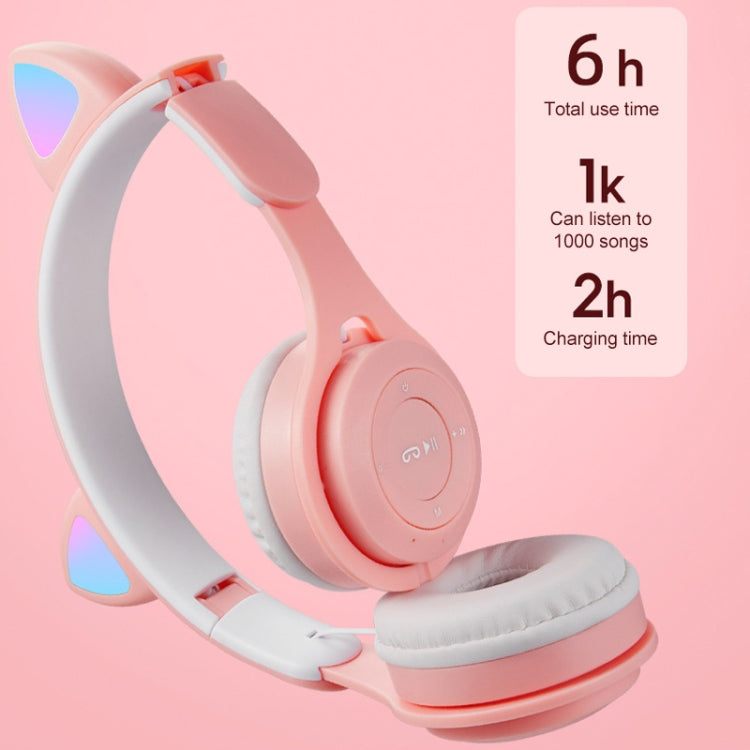 M6 Luminous Cat Ears Pure-color Foldable Bluetooth Headset with 3.5mm Jack & TF Card Slot (Black) - Headset & Headphone by PMC TechLife | Online Shopping South Africa | PMC TechLife