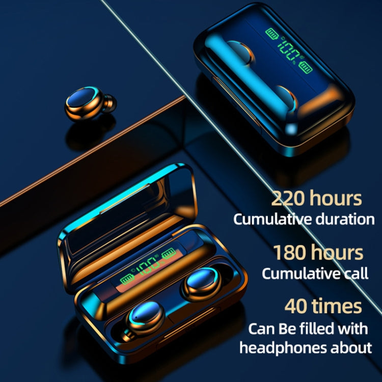 F9-5C LED Light + Digital Display Noise Reduction Bluetooth Earphone(Black) - Bluetooth Earphone by PMC TechLife | Online Shopping South Africa | PMC TechLife