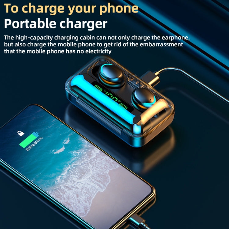 F9-5C LED Light + Digital Display Noise Reduction Bluetooth Earphone(White) - Bluetooth Earphone by PMC TechLife | Online Shopping South Africa | PMC TechLife