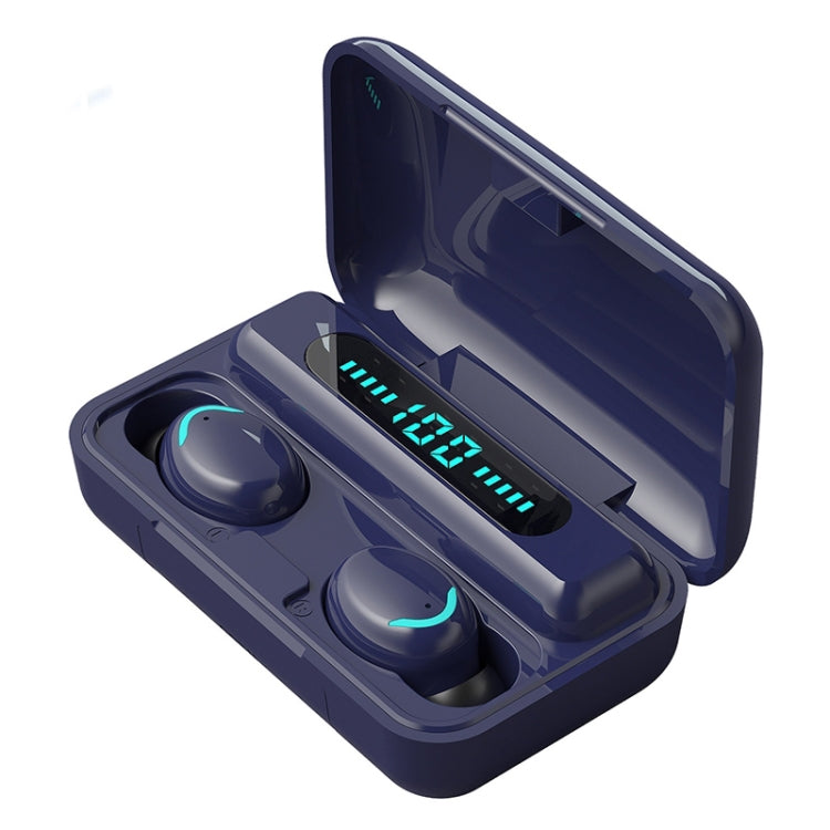F9-5C Macaron Series Four-bar Breathing Light + Digital Display Noise Reduction Bluetooth Earphone (Dark Blue) - Bluetooth Earphone by PMC TechLife | Online Shopping South Africa | PMC TechLife