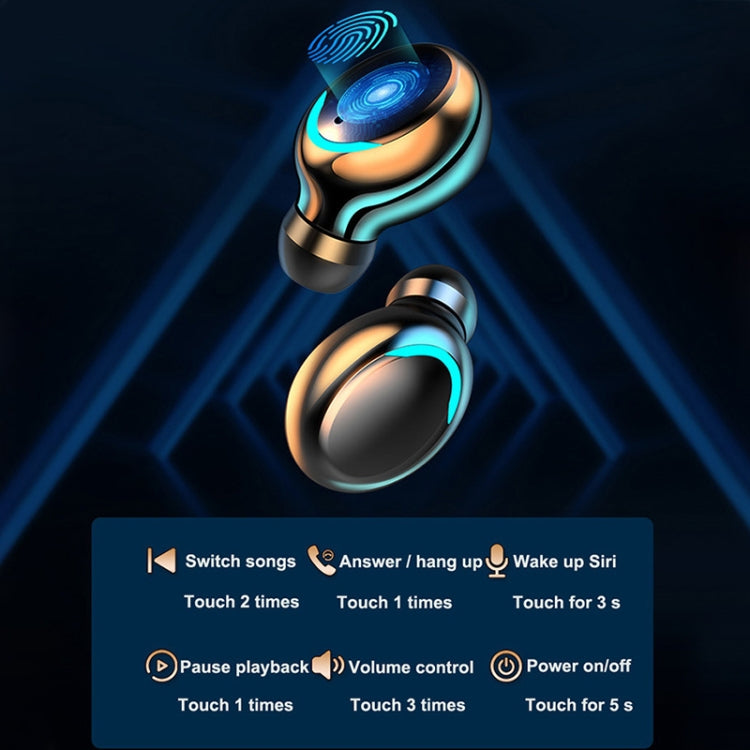 F9-5C Macaron Series Four-bar Breathing Light + Digital Display Noise Reduction Bluetooth Earphone (Dark Blue) - Bluetooth Earphone by PMC TechLife | Online Shopping South Africa | PMC TechLife