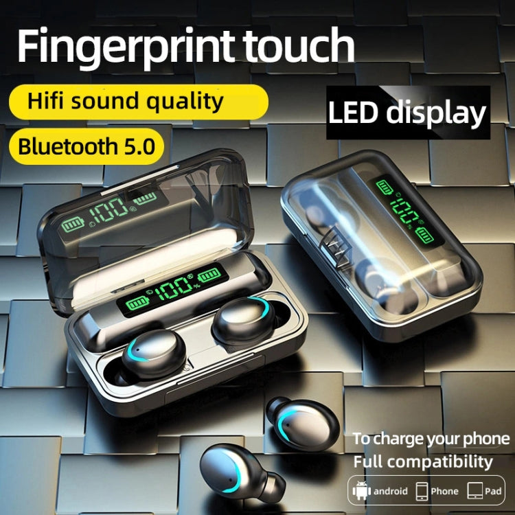 R11 Mirror LED Light + Digital Display Noise Reduction Bluetooth Earphone (Black) - Bluetooth Earphone by PMC TechLife | Online Shopping South Africa | PMC TechLife