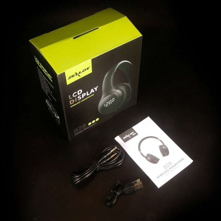 ZEALOT B28 Folding Headband Bluetooth Stereo Music Headset with Display (Black Blue) - free shipping - PMC TechLife - Order now!
