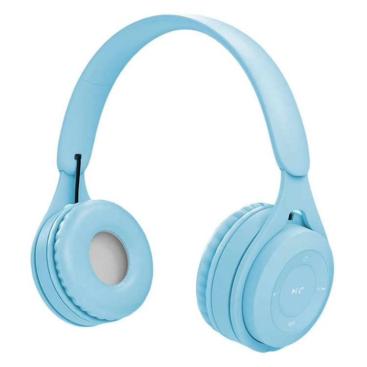 Y08 Hifi Sound Quality Macaron Bluetooth Headset, Supports Calling & TF Card & 3.5mm AUX (Blue) - Headset & Headphone by PMC TechLife | Online Shopping South Africa | PMC TechLife