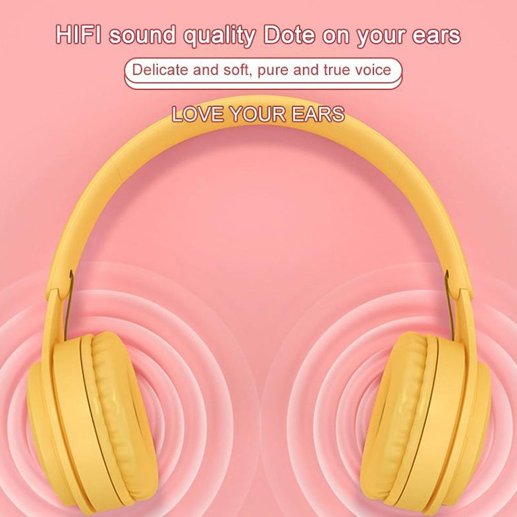 Y08 Hifi Sound Quality Macaron Bluetooth Headset, Supports Calling & TF Card & 3.5mm AUX (Yellow) - Headset & Headphone by PMC TechLife | Online Shopping South Africa | PMC TechLife