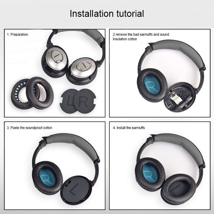 1 Pair Soft Earmuff Headphone Jacket with Common Cotton for BOSE QC2 / QC15 / AE2 / QC25(Grey) - Earmuff & Pad by PMC TechLife | Online Shopping South Africa | PMC TechLife
