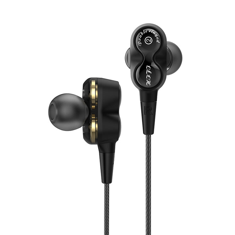 D12 1.2m Wired In Ear 3.5mm Interface Stereo Wire-Controlled HIFI Earphones Dual-motion Loop Running Game Music Headset With Packaging(Black) - free shipping - PMC TechLife - Order now!
