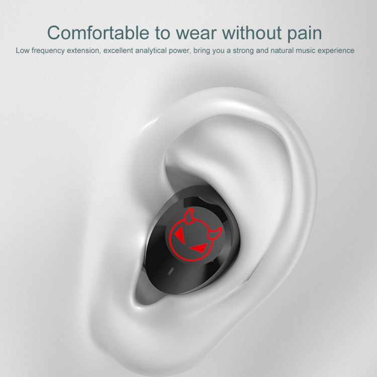 M23 Little Devil Pattern Intelligent Noise Reduction Touch Bluetooth Earphone with Three-screen Battery Display & Mirror Charging Box, Support HD Call & Siri (Black) - Bluetooth Earphone by PMC TechLife | Online Shopping South Africa | PMC TechLife