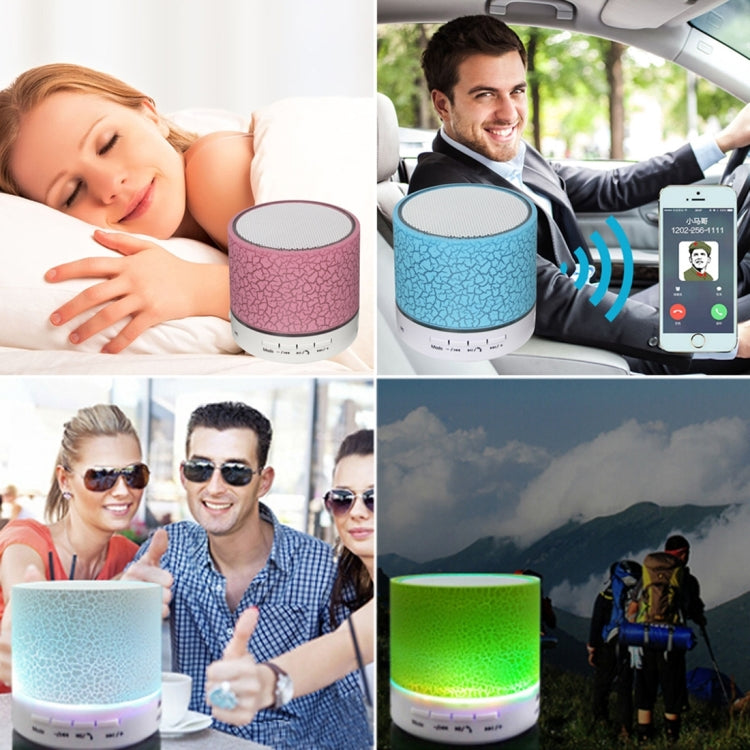 A9 Mini Portable Glare Crack Bluetooth Stereo Speaker with LED Light, Built-in MIC, Support Hands-free Calls & TF Card(White) - Mini Speaker by PMC TechLife | Online Shopping South Africa | PMC TechLife