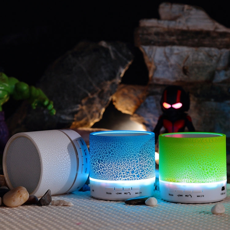 A9 Mini Portable Glare Crack Bluetooth Stereo Speaker with LED Light, Built-in MIC, Support Hands-free Calls & TF Card(White) - Mini Speaker by PMC TechLife | Online Shopping South Africa | PMC TechLife