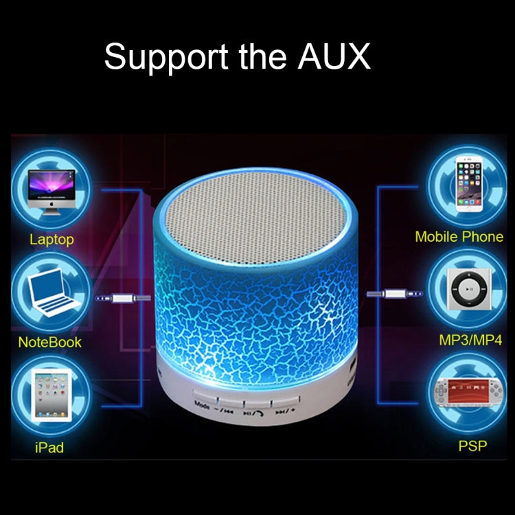 A9 Mini Portable Glare Crack Bluetooth Stereo Speaker with LED Light, Built-in MIC, Support Hands-free Calls & TF Card(White) - Mini Speaker by PMC TechLife | Online Shopping South Africa | PMC TechLife