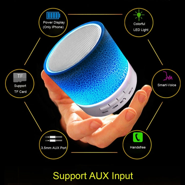 A9 Mini Portable Glare Crack Bluetooth Stereo Speaker with LED Light, Built-in MIC, Support Hands-free Calls & TF Card(White) - Mini Speaker by PMC TechLife | Online Shopping South Africa | PMC TechLife