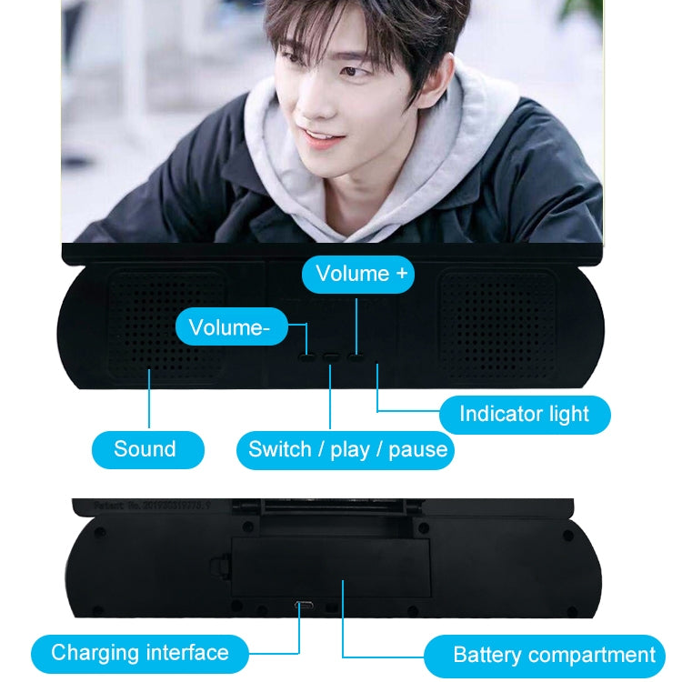 F9 10 inch Universal Chargeable Mobile Phone Screen Amplifier HD Video Amplifier with Silicone Suction Cup Stand & Bluetooth Speaker(Black) - Screen Magnifier by PMC TechLife | Online Shopping South Africa | PMC TechLife