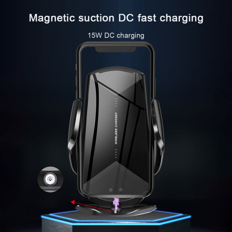 Q2 15W Universal Rotation Infrared Induction Magnetic Car Wireless Charging Mobile Phone Holder with Micro USB + 8 Pin + Type-C / USB-C Magnetic Connector(Black) - Wireless Charger Holders by PMC Jewellery | Online Shopping South Africa | PMC Jewellery