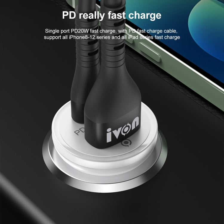 IVON CC45 20W PD 3.0 USB-C / Type-C + QC 3.0 USB Port Mini Car Charger - Car Charger by IVON | Online Shopping South Africa | PMC TechLife
