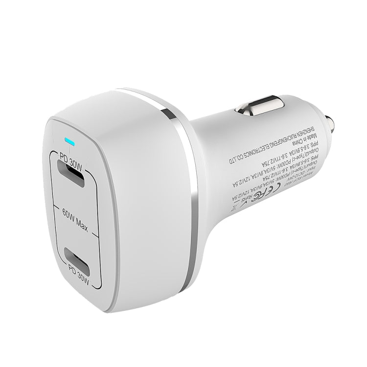 ACC-580 Dual Ports PD 60W Fast Charging Car Charger(White) - Car Charger by PMC TechLife | Online Shopping South Africa | PMC TechLife