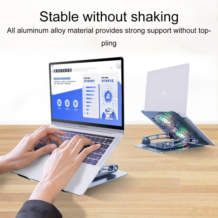R- JUST HZ13-1 Rotating Foldable Multi-Angle Aluminum Alloy Laptop Fan Bracket (Grey) - free shipping - PMC TechLife - Order now!