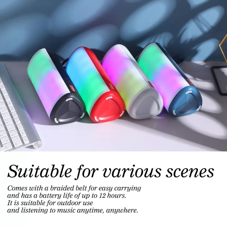 T&G TG357 Portable Wireless Bluetooth Speaker Outdoor Subwoofer with RGB Colorful Light & TWS(Grey) - Desktop Speaker by T&G | Online Shopping South Africa | PMC Jewellery