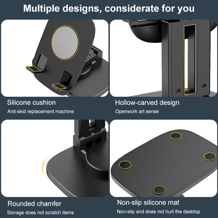 FD5 B028 Foldable Rotating Desktop Phone Tablet Holder (Black) - Desktop Holder by PMC TechLife | Online Shopping South Africa | PMC TechLife