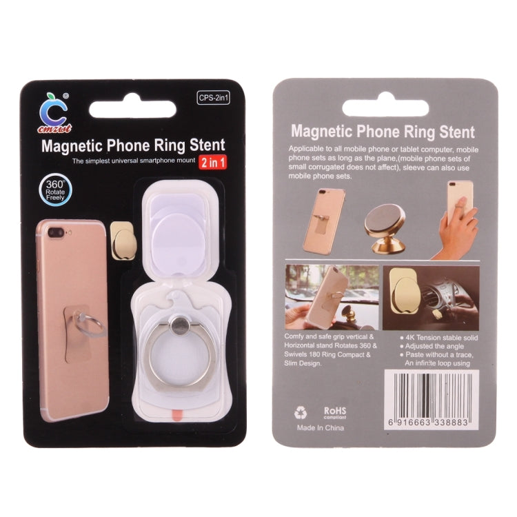 Cmzact CPS-2in1 2 in 1 Eagle Shape 360 Degrees Rotation Magnetic Phone Ring Stent Car Hook Mount(White) - Ring Holder by PMC Jewellery | Online Shopping South Africa | PMC Jewellery