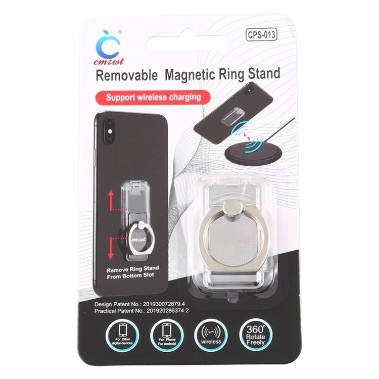 CPS-013 360 Degrees Rotate Freely Removable Magnetic Ring Stand Phone Holder, Support Wireless Charging(Silver) - Ring Holder by PMC Jewellery | Online Shopping South Africa | PMC Jewellery