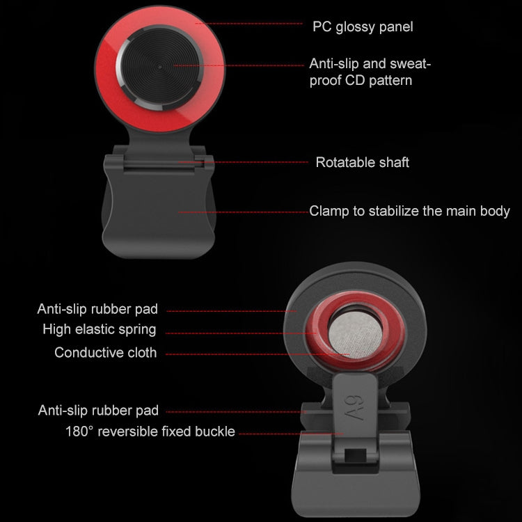 A9 Direct Mobile Clip Games Joystick Artifact Hand Travel Button Sucker with Ring Holder for iPhone, Android Phone, Tablet(Red) - Handle Shooter by PMC TechLife | Online Shopping South Africa | PMC TechLife
