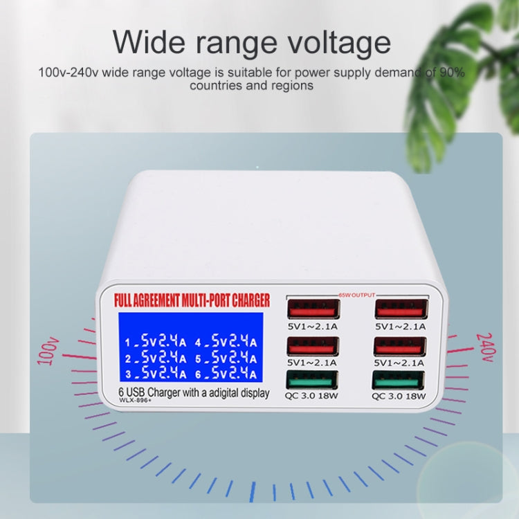 WLX-896+ 6 In 1 Multi-function Smart Digital Display USB Charger(EU Plug) - Multifunction Charger by PMC TechLife | Online Shopping South Africa | PMC TechLife