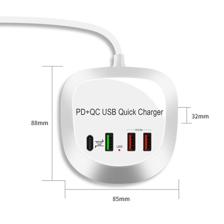 WLX-T3P 4 In 1 PD + QC Multi-function Smart Fast Charging USB Charger(UK Plug) - Multifunction Charger by PMC Jewellery | Online Shopping South Africa | PMC Jewellery