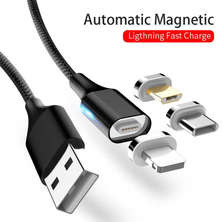 M11 3 in 1 3A USB to 8 Pin + Micro USB + USB-C / Type-C Nylon Braided Magnetic Data Cable, Cable Length: 2m (Blue) - Charging Cable & Head by PMC TechLife | Online Shopping South Africa | PMC TechLife