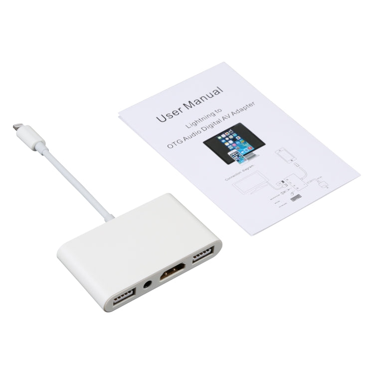 4 in 1 8 Pin to Dual USB + 3.5mm AUX + HDMI OTG Audio Digital AV Adapter - Converter & Adapter by PMC Jewellery | Online Shopping South Africa | PMC Jewellery