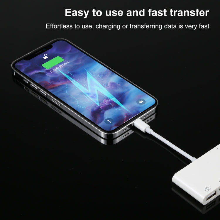 4 in 1 8 Pin to Dual USB + 3.5mm AUX + HDMI OTG Audio Digital AV Adapter - Converter & Adapter by PMC TechLife | Online Shopping South Africa | PMC TechLife