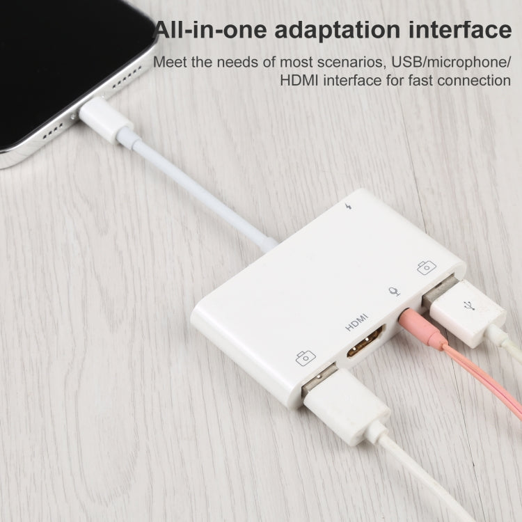 4 in 1 8 Pin to Dual USB + 3.5mm AUX + HDMI OTG Audio Digital AV Adapter - Converter & Adapter by PMC TechLife | Online Shopping South Africa | PMC TechLife