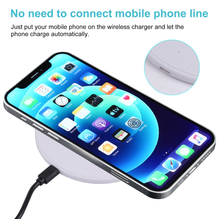 10W QI Plaid Pattern Round Plastic Wireless Charger (White) - Wireless Charger by PMC TechLife | Online Shopping South Africa | PMC TechLife